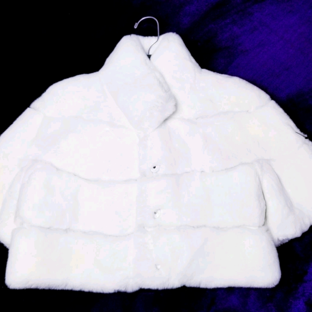 White Gorski Rabbit Fur Coat